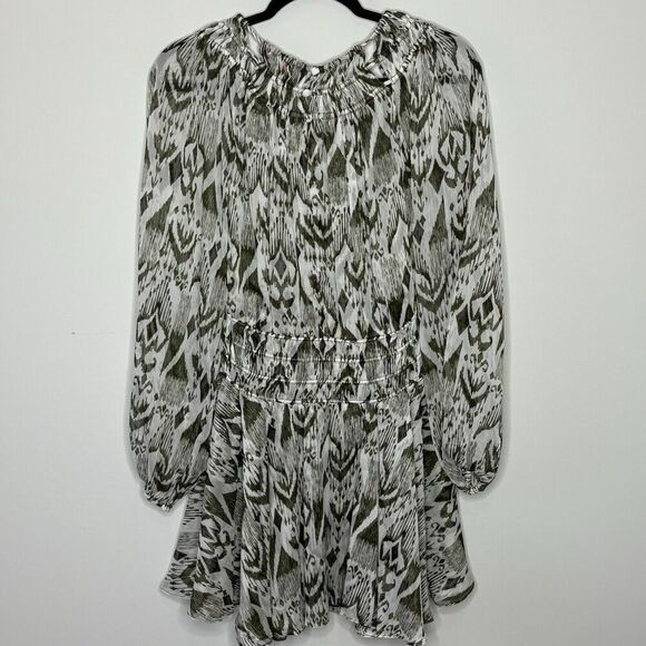 Misa Los Angeles Mercy Green White Elastic Waist Mini Dress Womens Size Small - Picture 12 of 13
